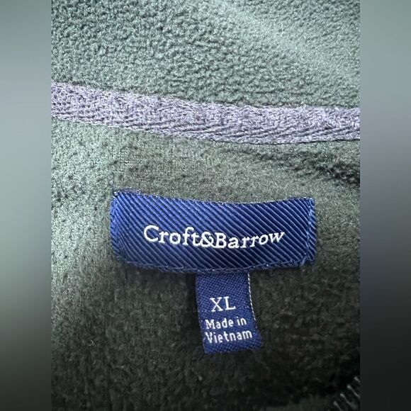 Croft & Barrow Mens Fleece Pullover Size XL Green 1/4 ZIP Front Pockets - Picture 5 of 11